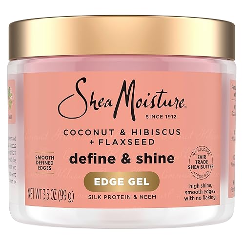 Shea Moisture Define & Shine Edge Gel + Flaxseed Coconut & Hibiscus Holds and Controls Edges All Day Infused With Glycerin, Coconut Oil and an