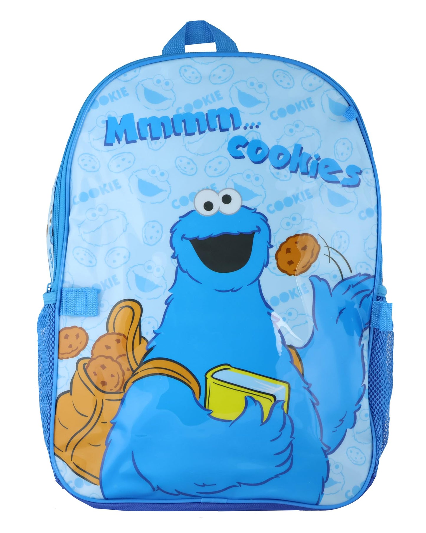 INTIMO Sesame Street Cookie Monster Backpack 5-Piece Mega Set Cookie Time Kids School Bag Lunch Box Pencil Case Water Bottle