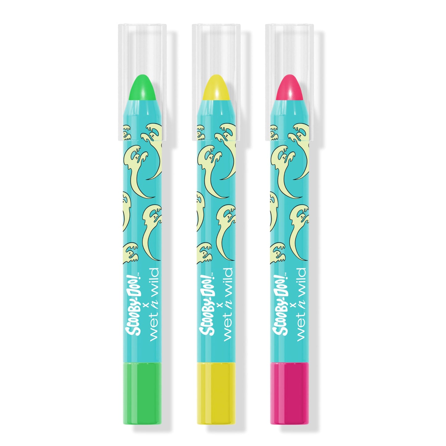 wet n wild Scooby Doo UV Glow Crayon Set, 3-Piece Face & Body Makeup Kit, Neon Colors that Glow Under UV Light, Infused with Vitamin E, Cruelty-Free