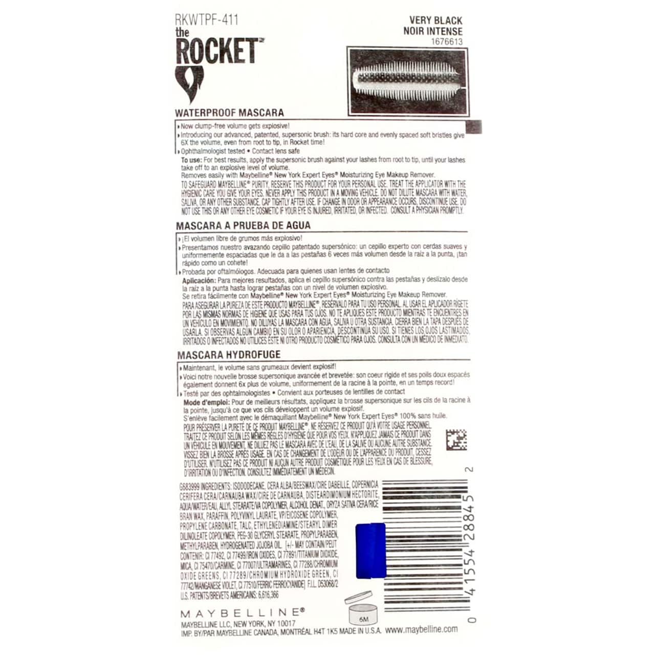 Maybelline New York Volume' Express The Rocket Waterproof Mascara, Very Black, 0.3 Fluid Ounce