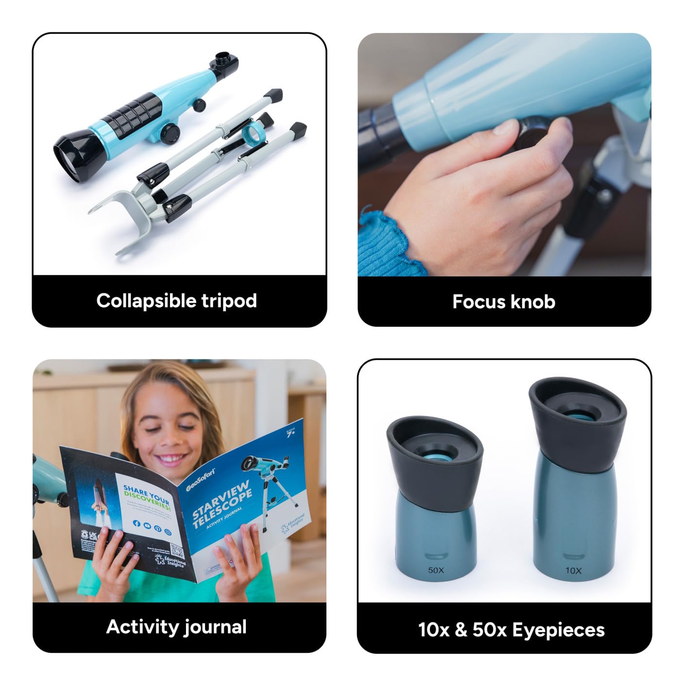 Educational Insights GeoSafari Starview Telescope – Beginner Kids Astronomy & Stargazing Science Set, Space Discovery STEM Gift for Ages 7+