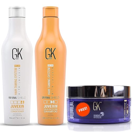 GK HAIR UV/UVA Shield Shampoo Conditioner Set (240ml) with Lavender Bombshell Masque (200g) - Ultimate Hair Protection & Nourishment