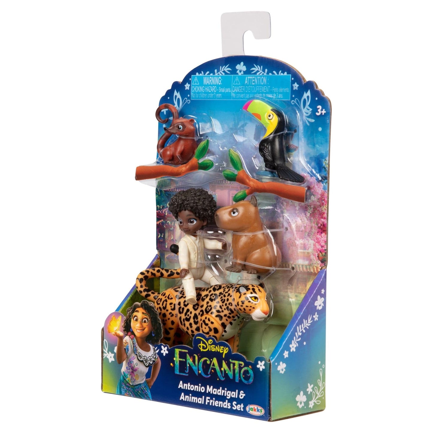 Disney Encanto - JK225581 - Antonio + Animals Figurine Set - Antonio Madrigal & 1 Jaguar, 1 Toucan, 1 Capybara and 1 Coati
