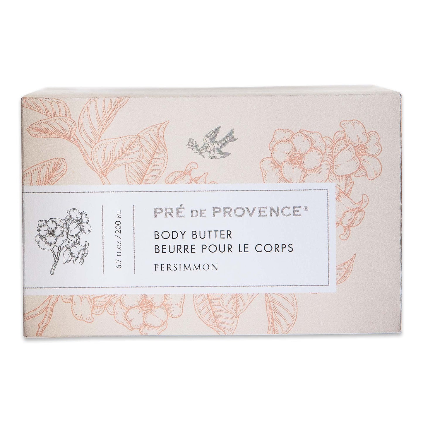 Pre de Provence Collection Shea Butter Enriched Body Butter Soothing & Hydrating Emollient Cream Body Moisturizer for Women, 6.7 Fl Oz, Persimmon