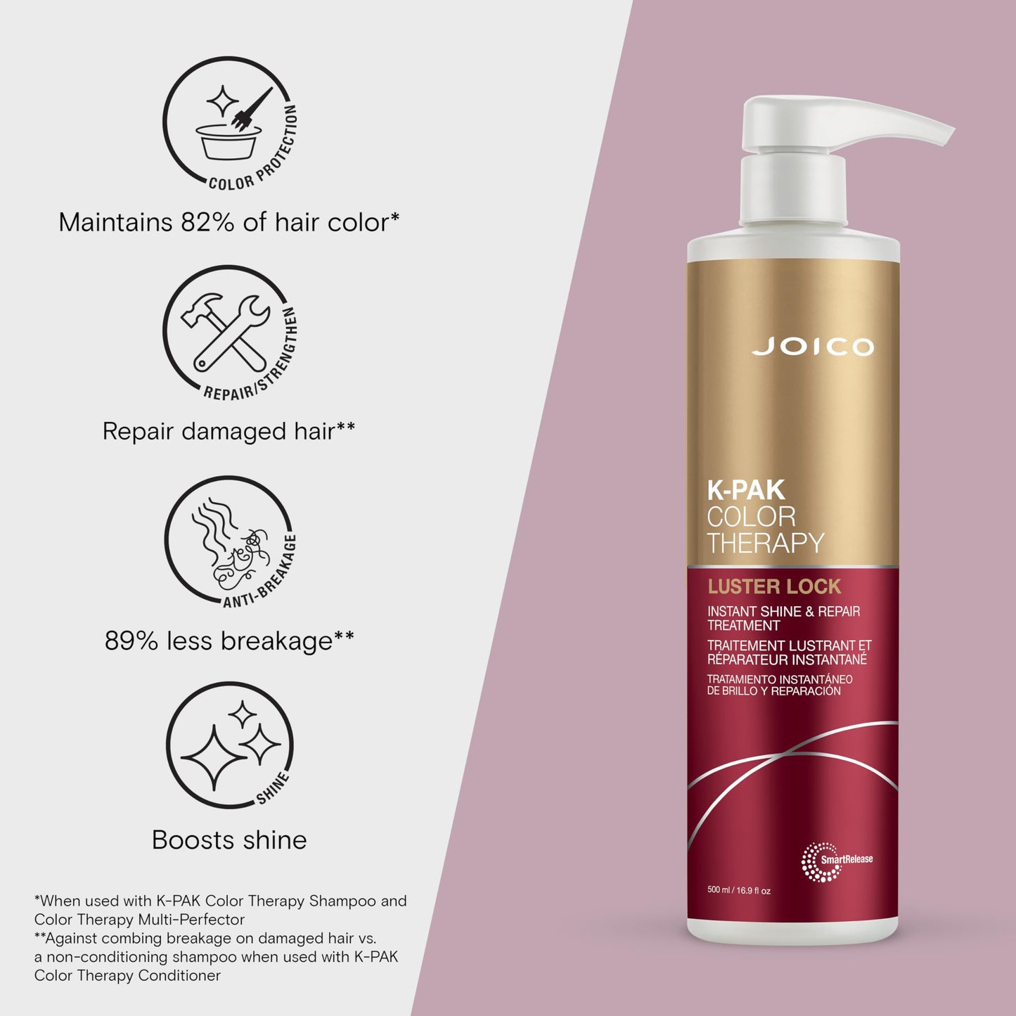 Joico K-PAK Color Therapy Luster Lock Instant Shine & Repair Treatment | For Color-Treated Hair | Boost Color Vibrancy | Repair Breakage |
