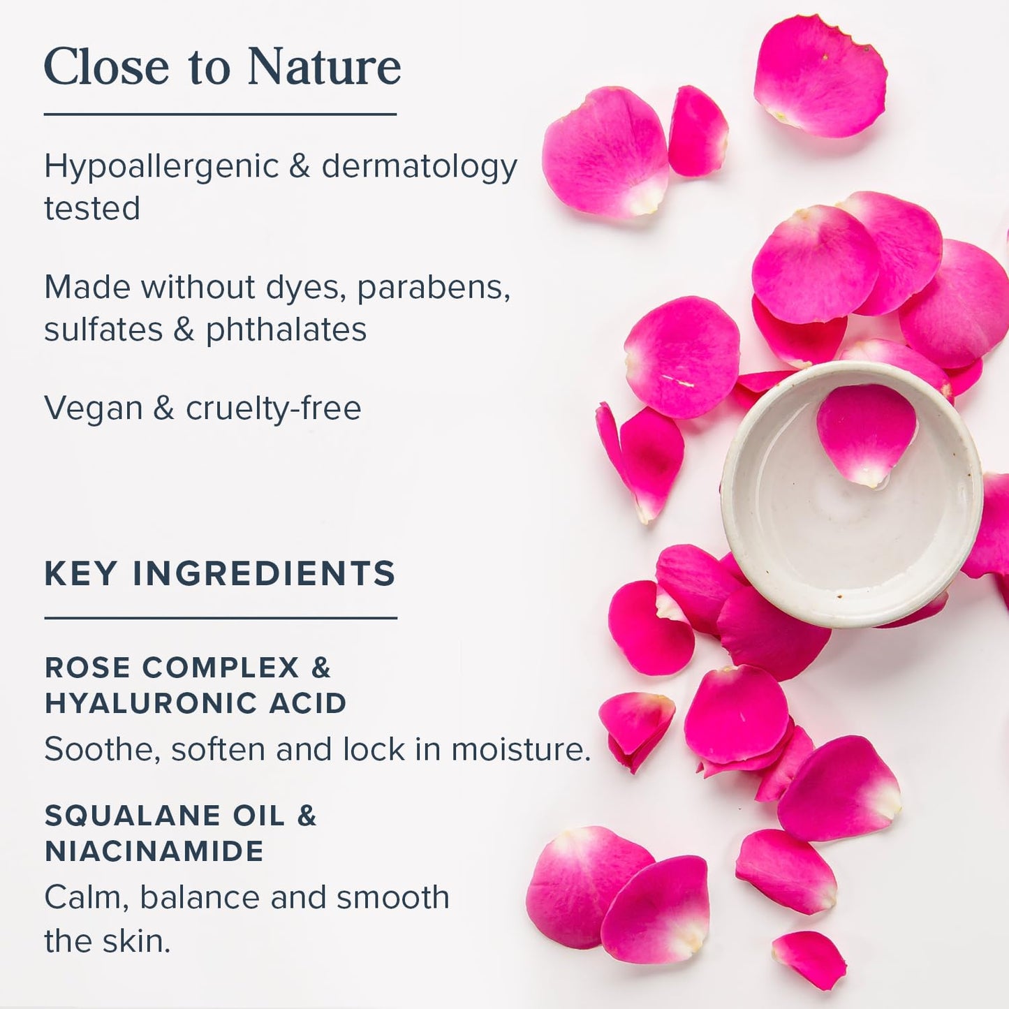 HERITAGE STORE Rosewater Face Moisturizer - Soothing Gel Moisturizer with Rose Complex, Niacinamide and Hyaluronic Acid - Dry to Combination Skin Care
