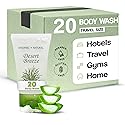 Travel Size Hotel Body Wash 20 Count 1 oz Bottles Guest Amenities for Vacation Rentals and Short Term Rentals Paraben Free Green Tea & Lemongrass
