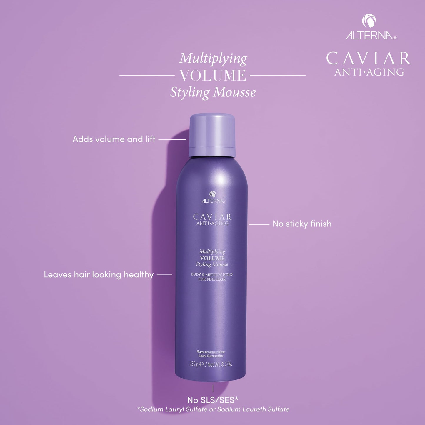 Alterna Haircare CAVIAR Anti-Aging Multiplying Volume Styling Mousse, 8.2 Fl Oz | For Fine, Thin Hair | Medium Hold | Create Instant Volume