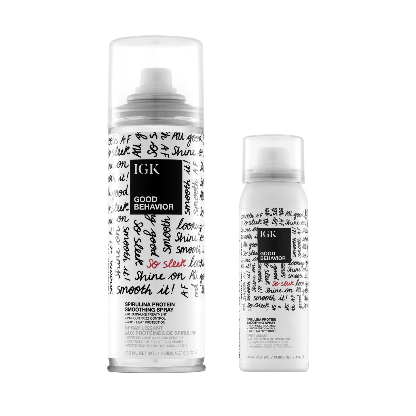 IGK GOOD BEHAVIOR Spirulina Protein Smoothing Spray Travel Bundle | Keratin Like Treatment + Frizz Control + Heat Protectant | Vegan + Cruelty Free |