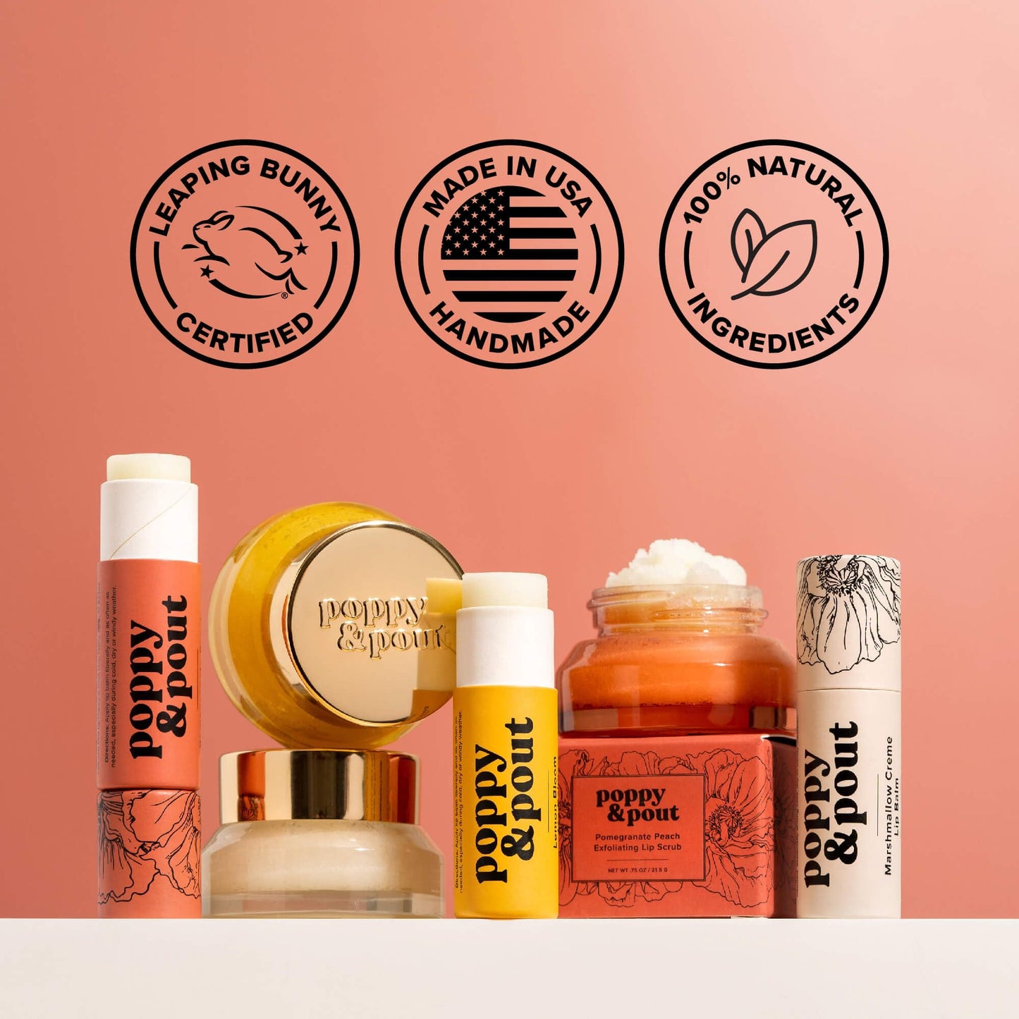 Poppy & Pout Lemon Bloom Jumbo Lip Balm | All Natural Lip Balms & Moisturizers | Hydrates with Beeswax, Vitamin E, Organic Coconut Oil | Cruelty-Free