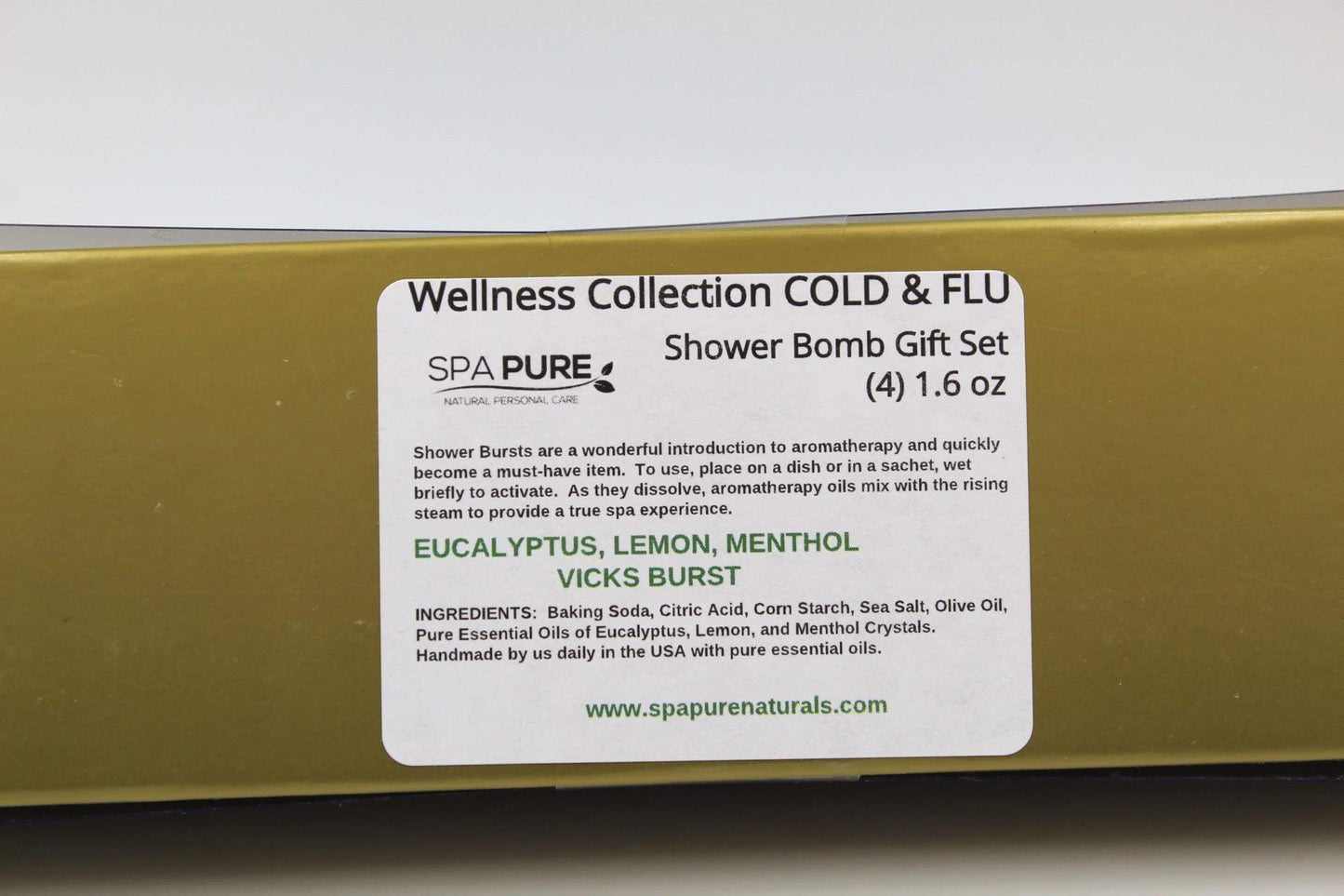 SPAPURE Wellness Collection EUCALYPTUS/LEMON MENTHOL - Vick's Burst (4-pack) Aromatherapy Fizzing Shower Bombs by Spa Pure Naturals