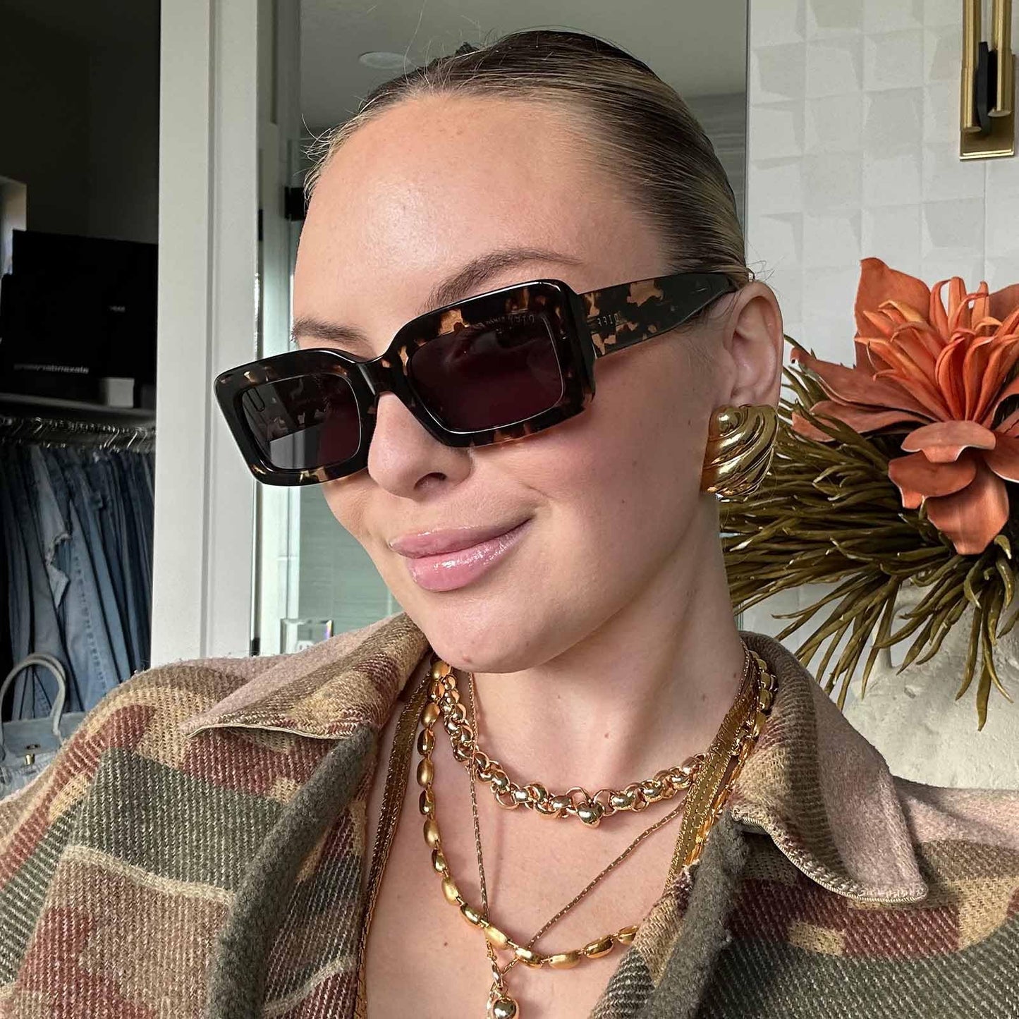 DIFF Indy Designer Rectangular Sunglasses for Women | Espresso Tortoise + Grey | 100% UVA/UVB Protection