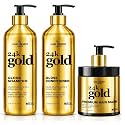 Hair Chemist 24K Gold Gloss 3-Piece Hair Care Set - Gloss Shampoo 33.8oz, Conditioner 33.8oz, & Hair Mask 15oz- Shine Enhancing, Deep Hydrating