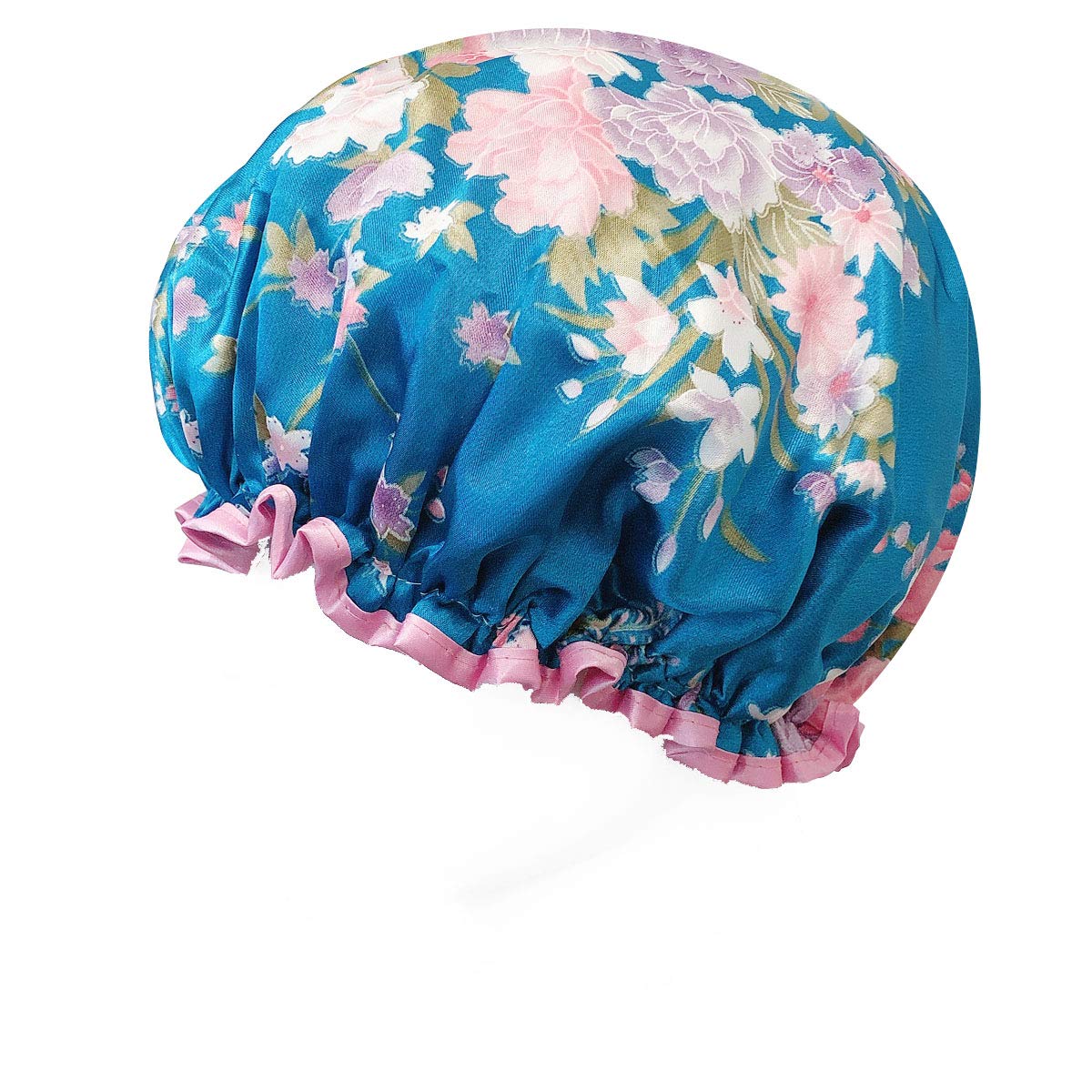 allydrew Wild Side Reusable Women's Waterproof Shower Caps for Long Hair, Carnations