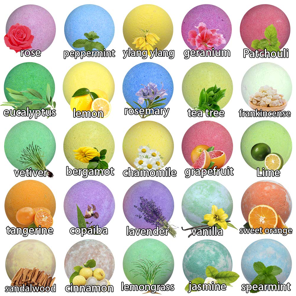 Natural Bath Bombs Gift Set for Women and Men. 50 Essential Oil Bath Bombs with Organic & Moisturizing Pure Goodness.