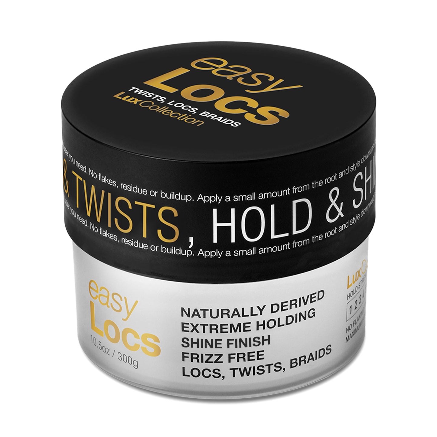 Lux Collection easy Locs for Twists Locs Braids with Castor Oil, Keratin, Biotin, and Olive Oil - Naturally Derived, Extreme Holding, Frizz Free