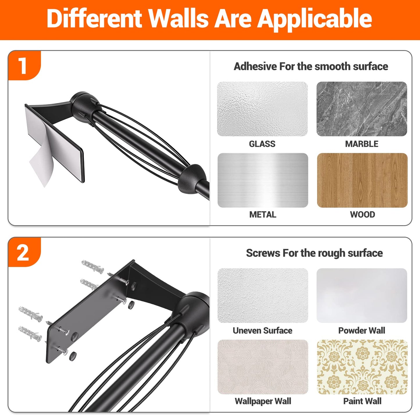 Paper Towel Holder Under Cabinet, Single Hand Operable Wall Mount with Damping Effect, Self-Adhesive or Drilled for Kitchen Bathroom, Black