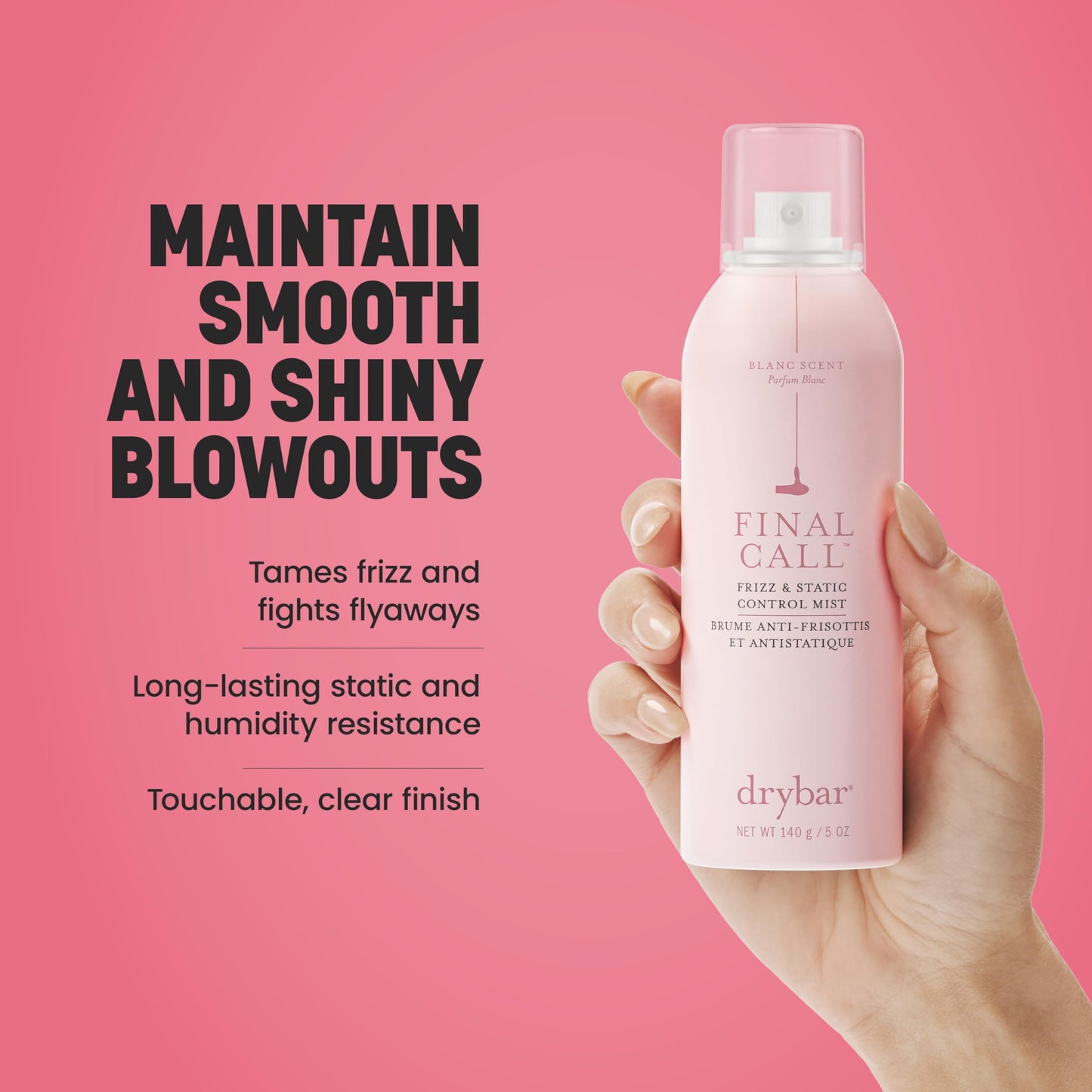 Drybar Final Call Frizz & Static Control Mist Blanc Scent - Full Size | Tames Flyaways to Maintain Smooth and Shiny Blowouts