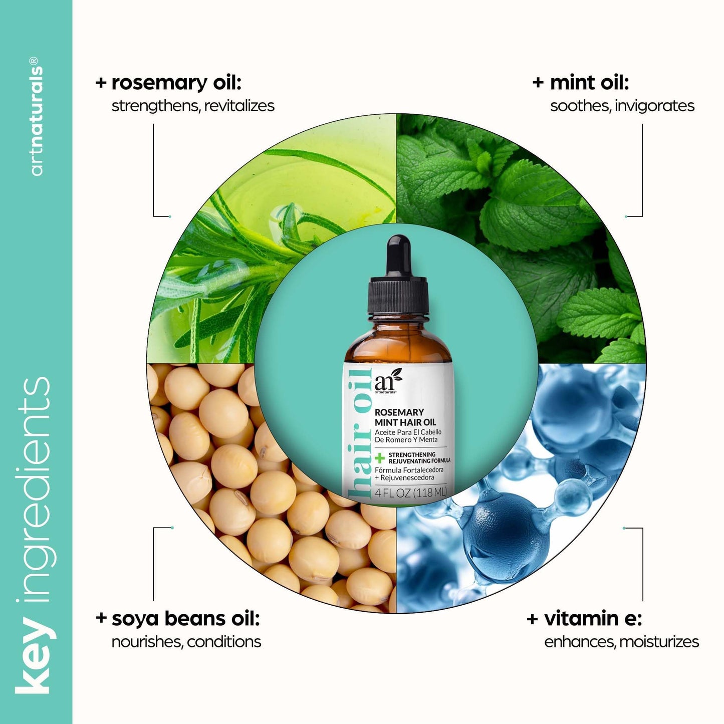 artnaturals Rosemary Mint Hair 4.0oz - Invigorating Nourishing Treatment for Hair & Scalp, Targeting Dryness, Damaged Hair, Split Ends for Healthy