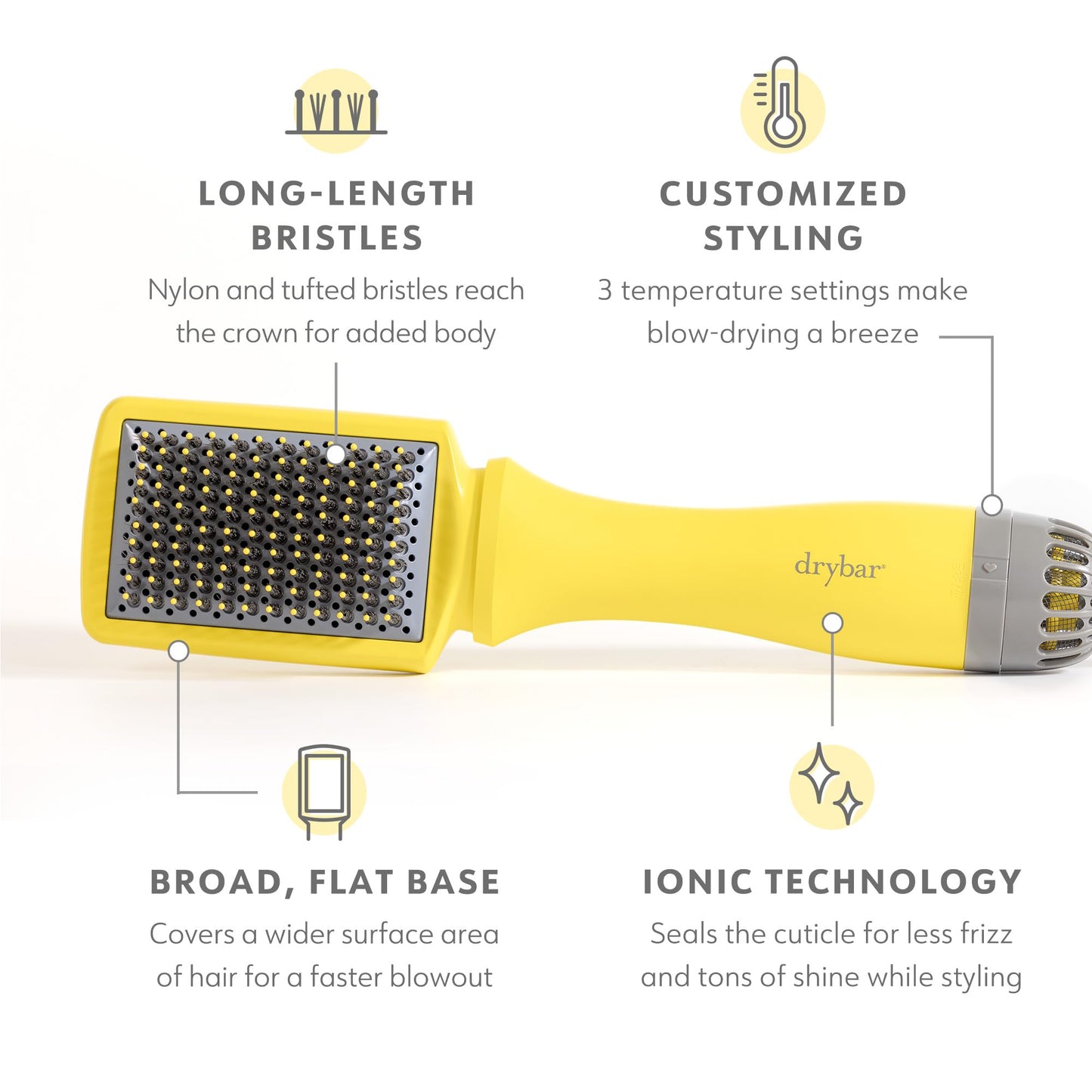 Drybar The Smooth Shot Paddle Brush Blow-Dryer | Smooths Hair for Easy Blowout, Reduces Frizz, Added Body, Quick & Easy One Step Styling for Long or