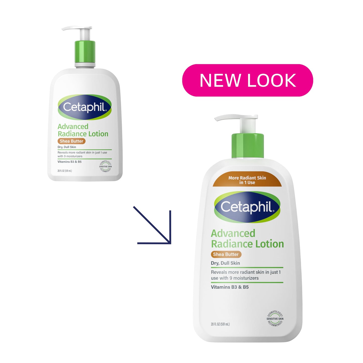 Cetaphil Body Lotion, Advanced Radiance Lotion with Shea Butter for Dry, Sensitive Skin, 20 oz, Fragrance Free, Hypoallergenic, Non-Comedogenic