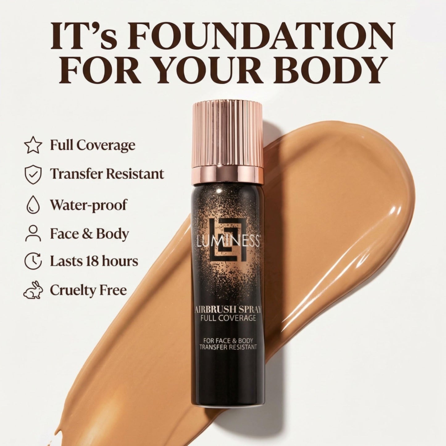 LUMINESS Transfer Resistant Airbrush Body Coverage - Tattoo Cover Up Makeup Waterproof Full Coverage Foundation for Leg and Body, Bronzer & Tattoo Beauty and Personal Care LUMINESS