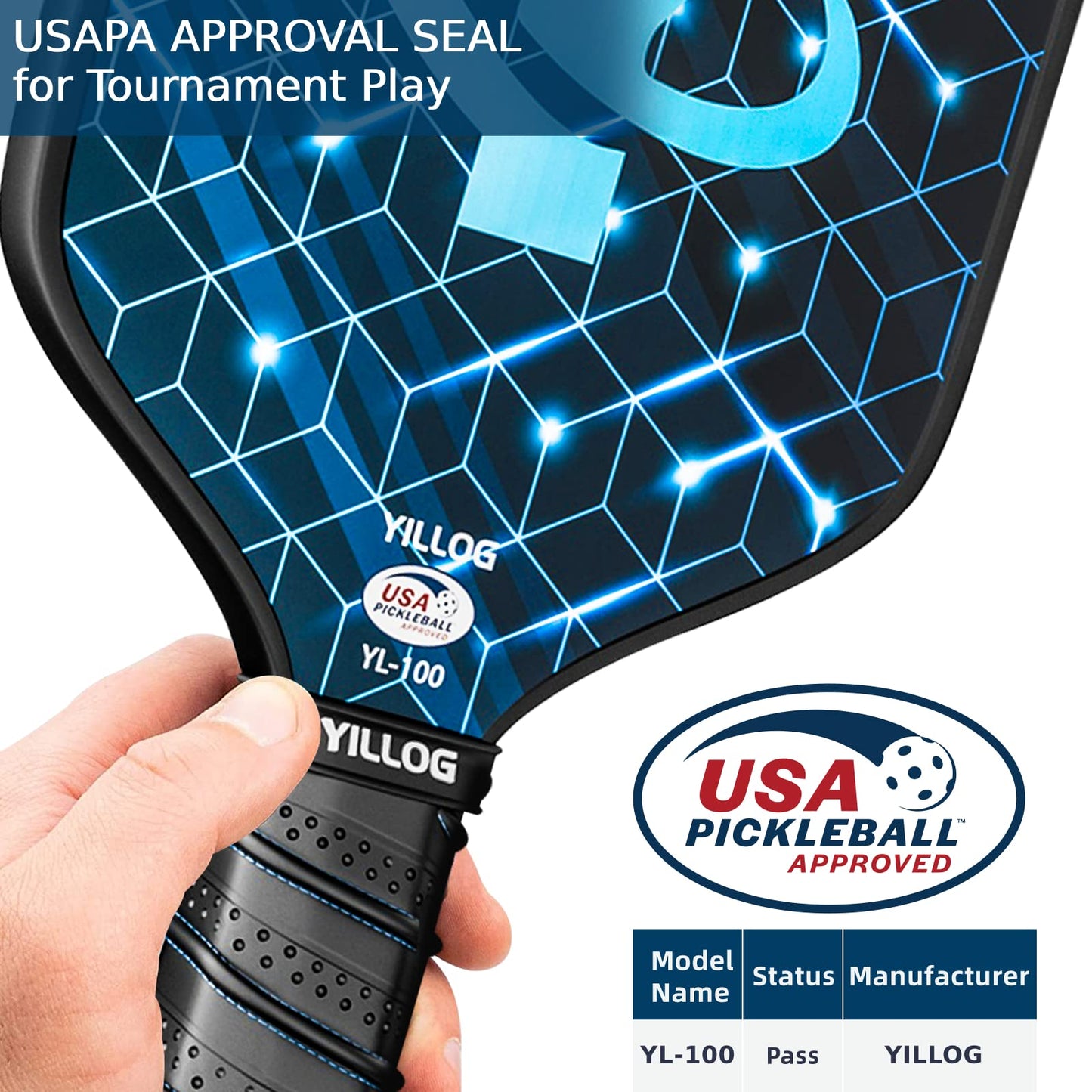 YILLOG Pickleball Paddles,USAPA Approved Pickleball Paddle Set 4,Fiberglass Surface Pickleball Set,4 Pickleball Balls,4 Cooling Towels,Bag,Pickle…