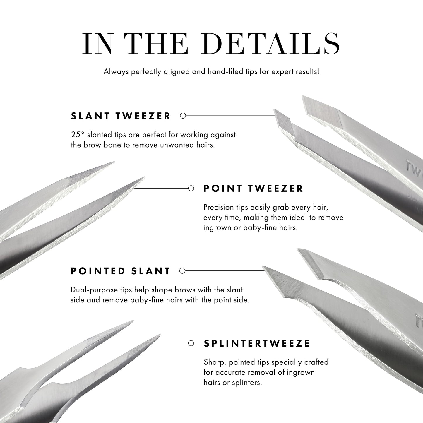 Tweezerman Stainless Steel Slant Tweezer - Eyebrow Tweezers for Women and Men (Black)