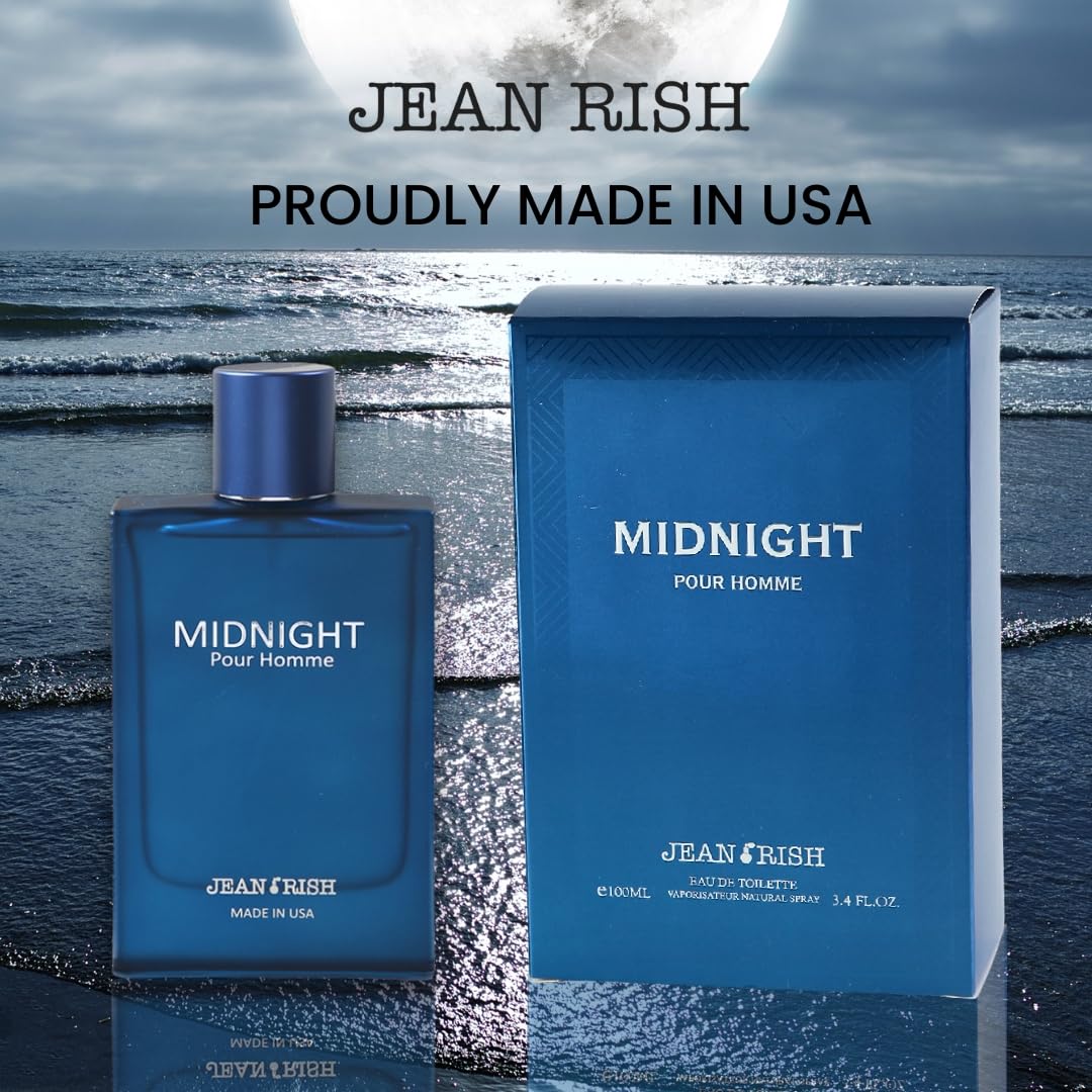 Jean Rish Midnight Pour Homme Perfume for Men Eau De Toilette, Long-Lasting Luxury Fragrance, Made In USA - Bergamot, Lavender, Patchouli, Amber, Musk Beauty & Personal Care Jean Rish