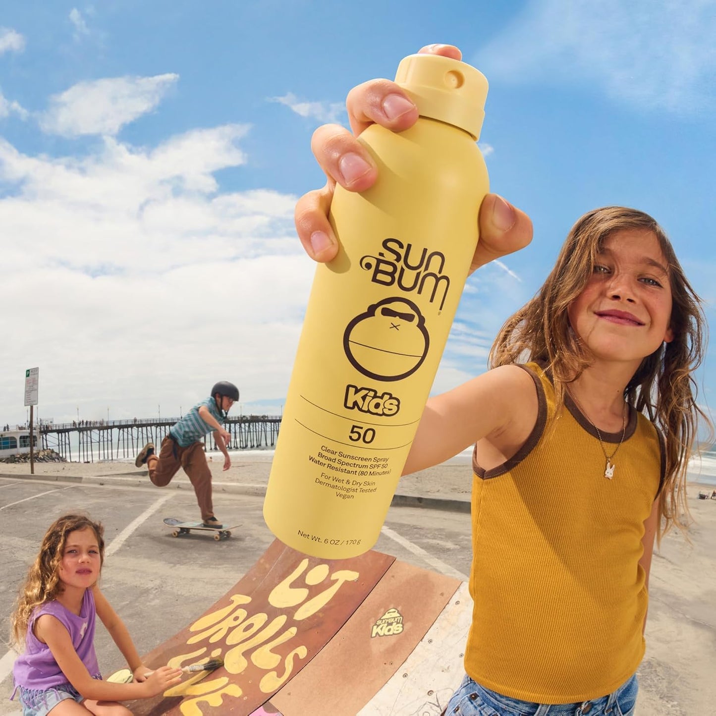 Sun Bum Kids SPF 50 Sunscreen Clear Body Spray - Broad Spectrum Water-Resistant with Vitamin E - Wet or Dry Skin Application - Hawaii 104 Act