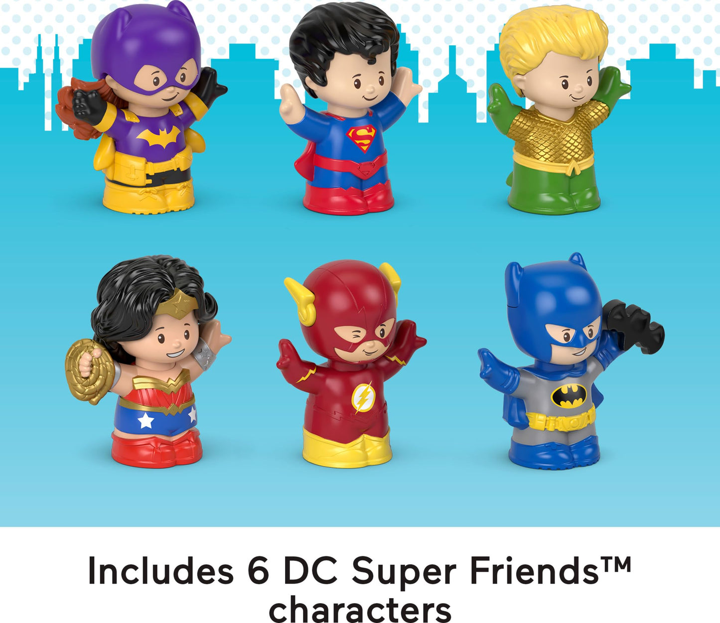Fisher-Price Little People DC Super Friends – 6-Piece Crime-Fighting Figure Pack, Toddler Pretend Play Toys for Ages 18M+ (Amazon Exclusive)