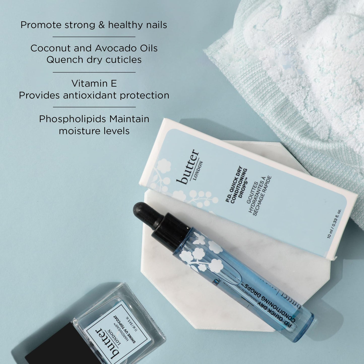 butter LONDON P.D. Quick Dry Conditioning Drops Cuticle Oil - Nail Oil with Vitamin E Moisturizes & Conditions Cuticles & Nail Beds - Cuticle Care