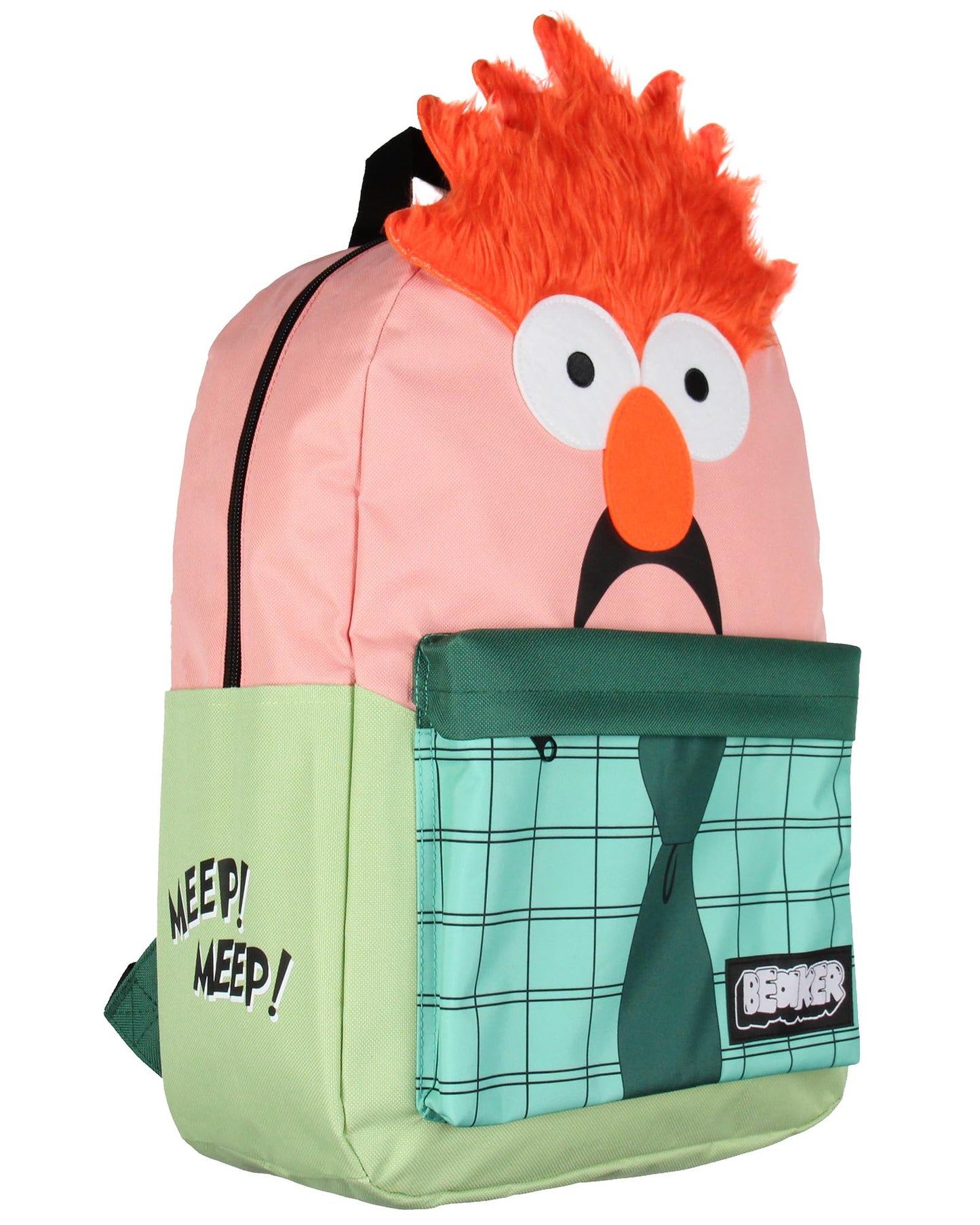 Bioworld The Muppets Beaker 3D Character Hair 17" Backpack Laptop Travel Book Bag Padded Back Adjustable Straps