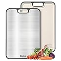 Titanium Cutting Boards for Kitchen, Non Toxic 2-in-1 Cutting Board Double Sided, Food Grade Pure Titanium and Wheat Straw PP, Easy to Clean Large…