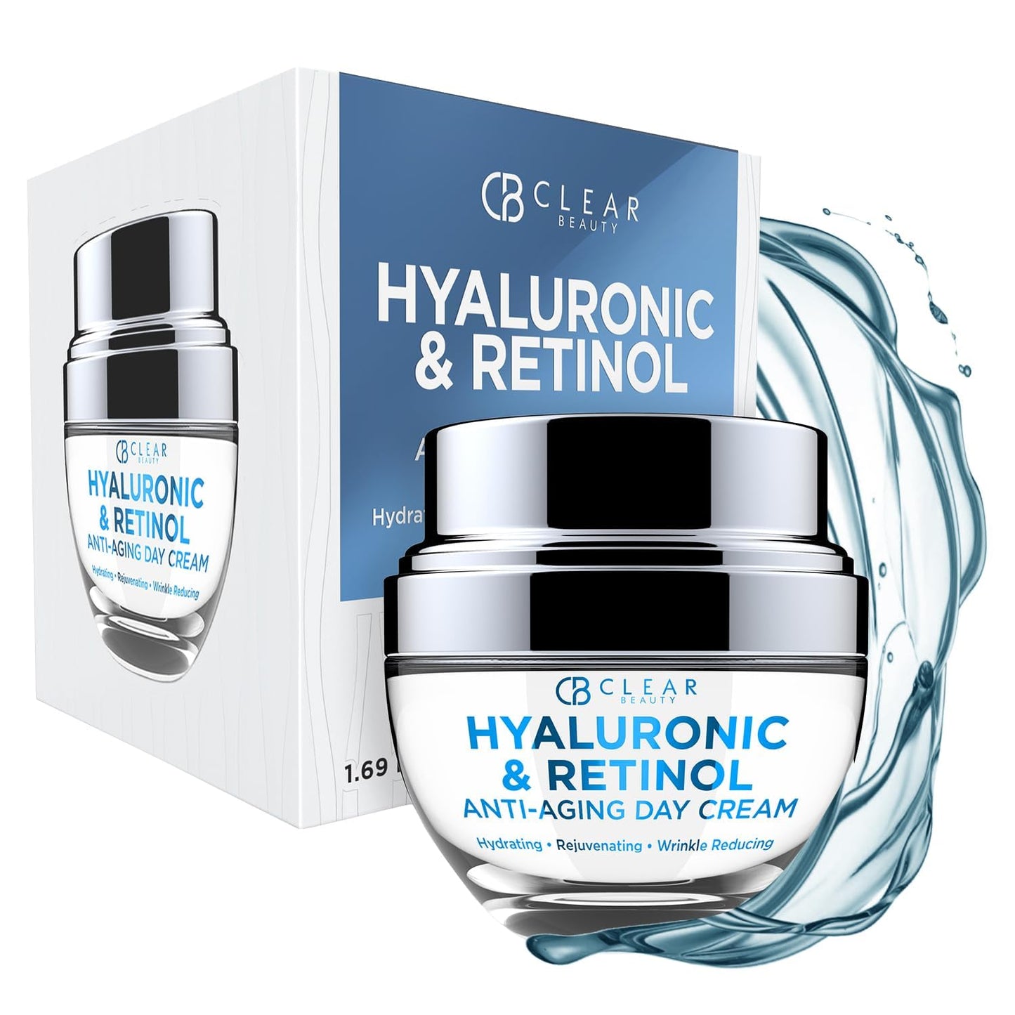 Clear Beauty Hyaluronic & Retinol Face Moisturizer - Hydrating Day Cream For Dry & Mature Skin - Reduces Fine Lines, Firms & Softens Texture
