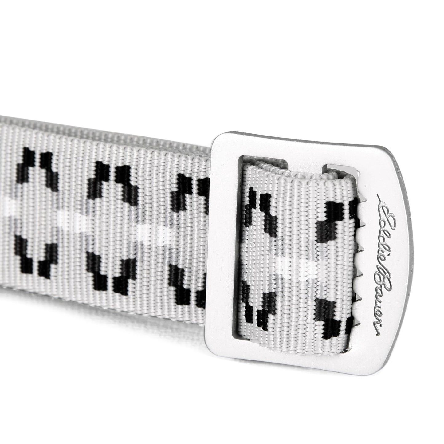 Eddie Bauer Cascade Webbing Belt with Engraved Metal Buckle, Silver, X-Small/Small US