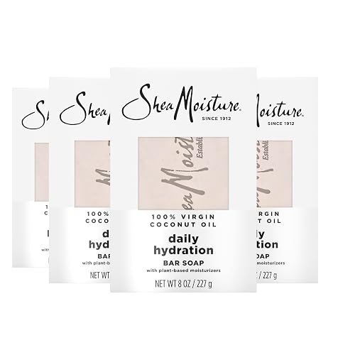 SheaMoisture Bar Soap Virgin Coconut Oil 4 count Nourish and Replenish Skin Daily Hydrating bar soap with 24h shea moisture nutrients for Healthy