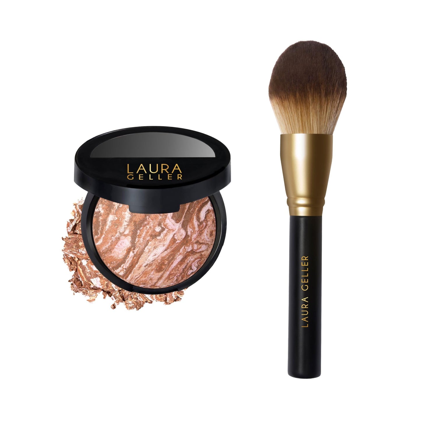 LAURA GELLER NEW YORK Bronze-n-Brighten Multipurpose Bronzer, Medium + Classic Bronzer Brush