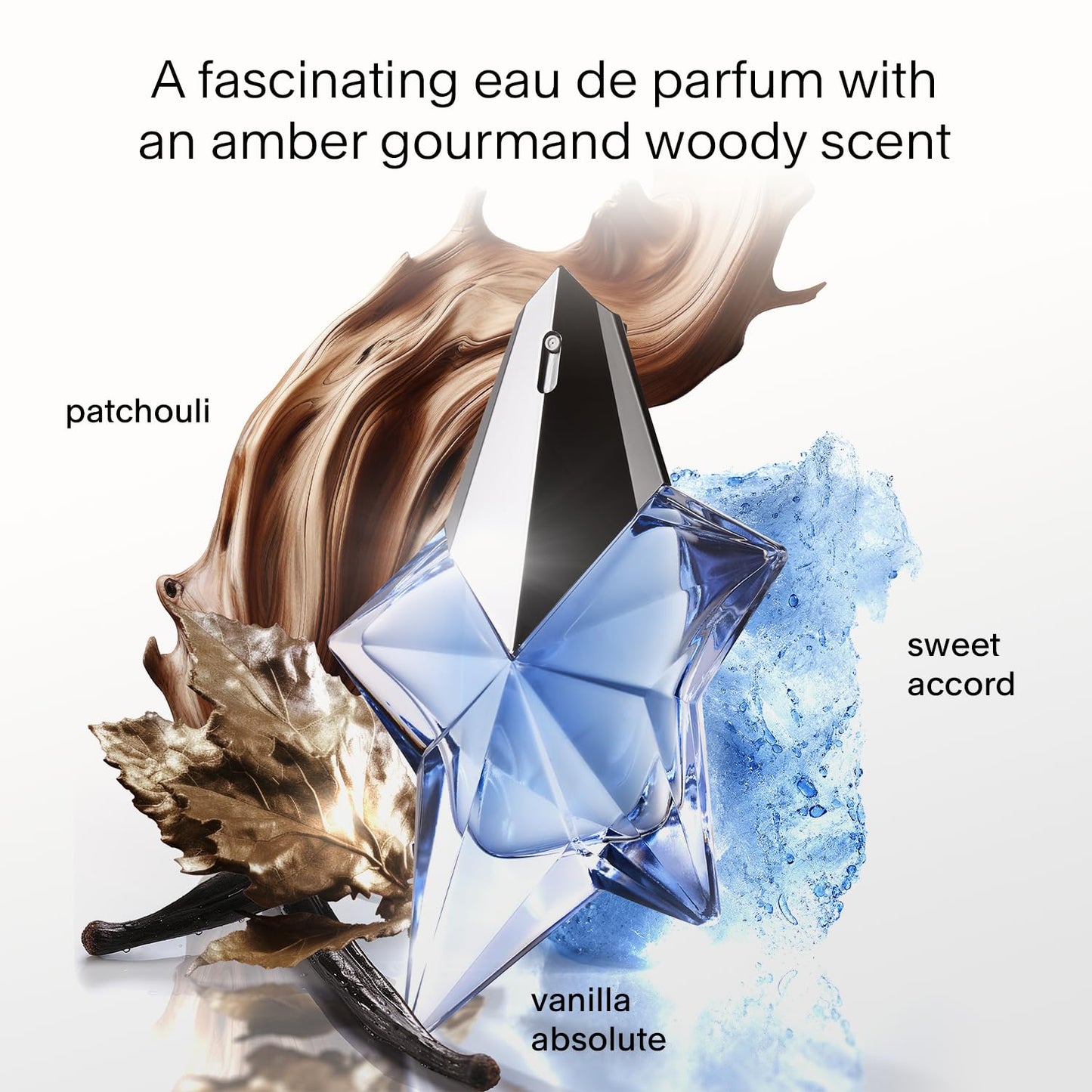 Mugler Angel - Eau de Parfum - Women's Perfume - Ambery & Woody - With Bergamot, Praline, and Patchouli - Long Lasting Fragrance - 0.8 Fl Oz