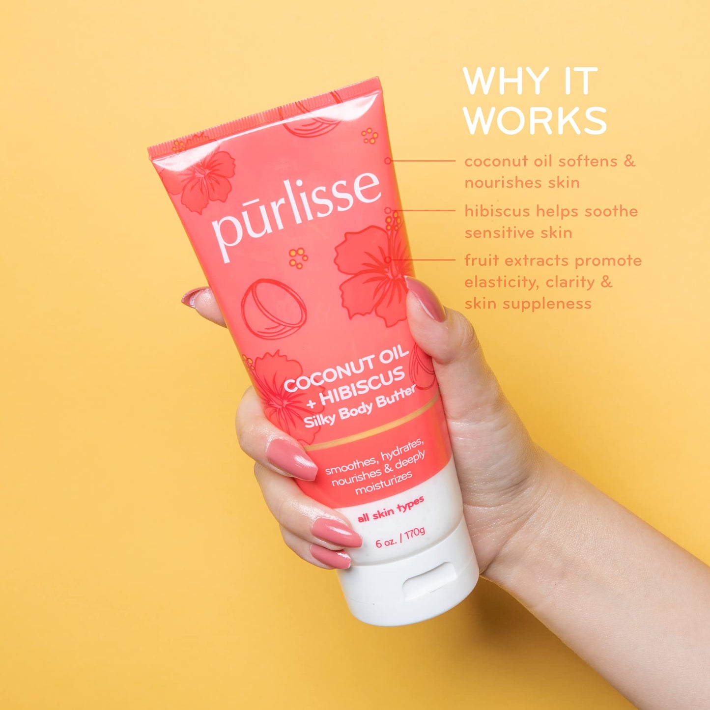 purlisse Coconut Oil Coffee + Hibiscus Body Butter: Cruelty-free & clean, Paraben & Sulfate-free, Nourishes & deeply moisturizes, Hibiscus soothes