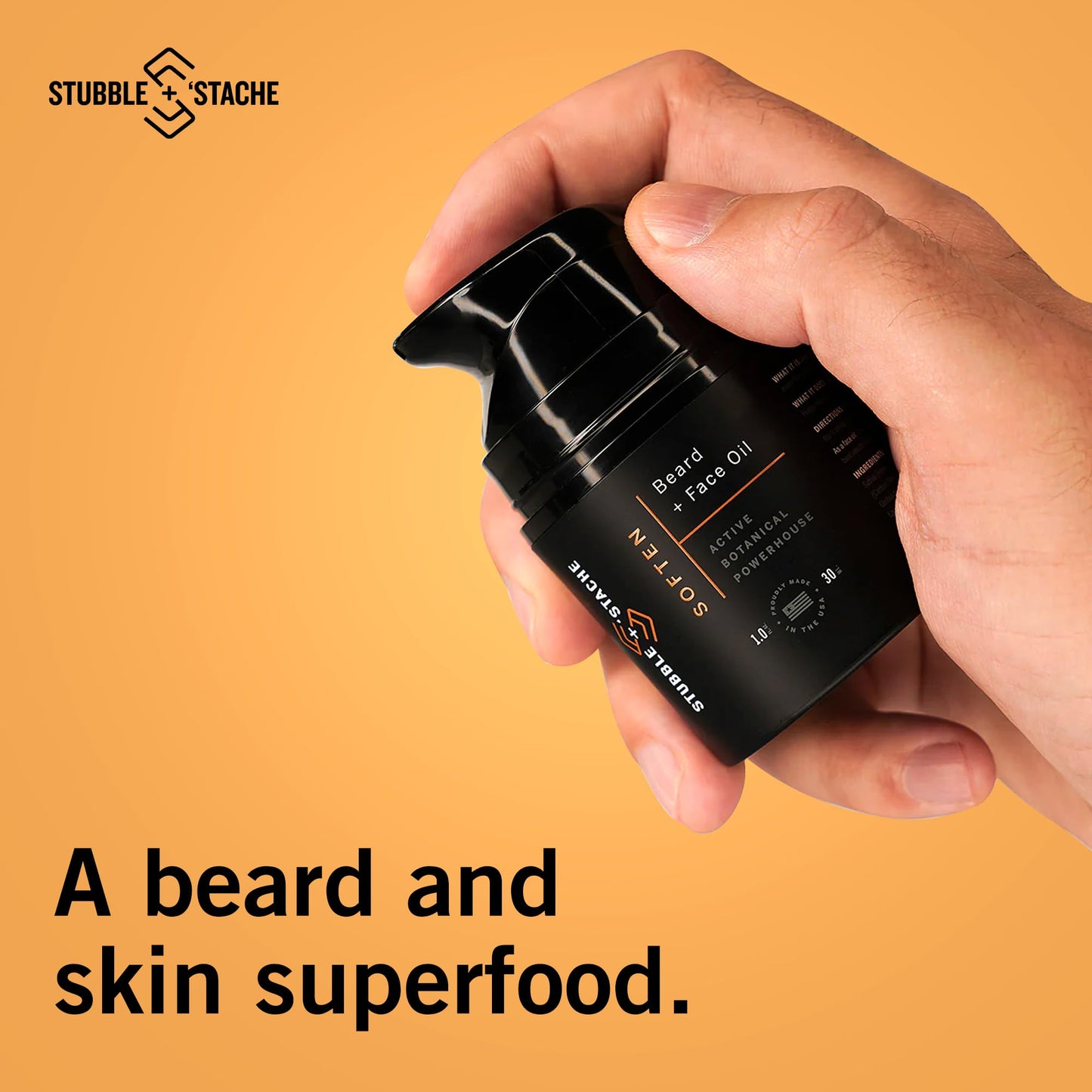 stubble & stache Hydrating Beard Oil for Men - Dual-Use Face & Beard Moisturizer & Conditioner with Baobab, Jojoba & Argan - Softens Hair, Stops Itch