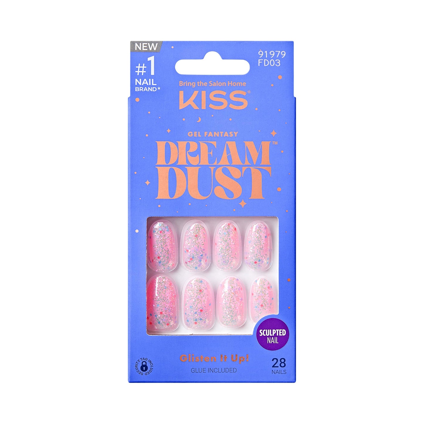KISS Gel Fantasy, Press On Nails, Nail glue included, 'Diamonds 4 Me', Light Pink, Medium Size, Oval Shape, Includes 28 Nails, 2G Glue, 1 Manicure Beauty & Personal Care KISS
