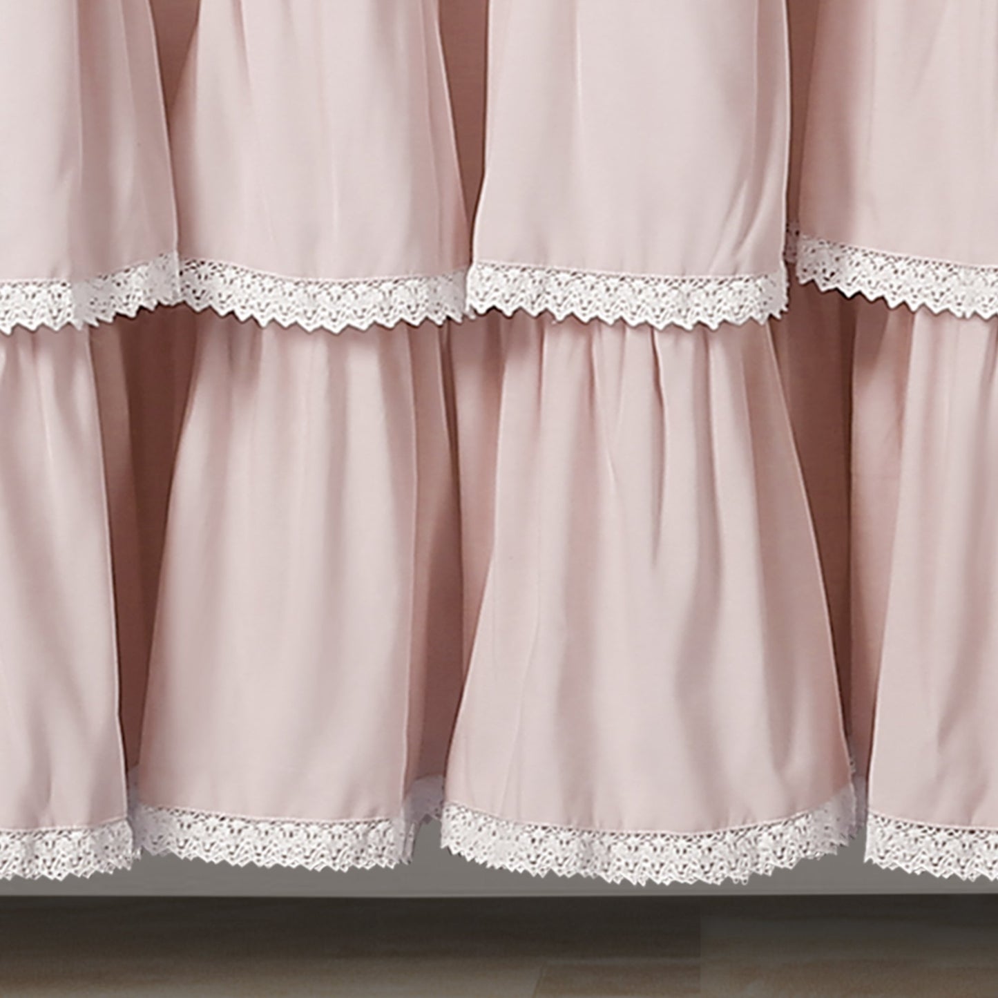 Lush Decor 1 Lace Ruffle Shower Curtain, 72" x 72", Blush, 72" W x 72" L