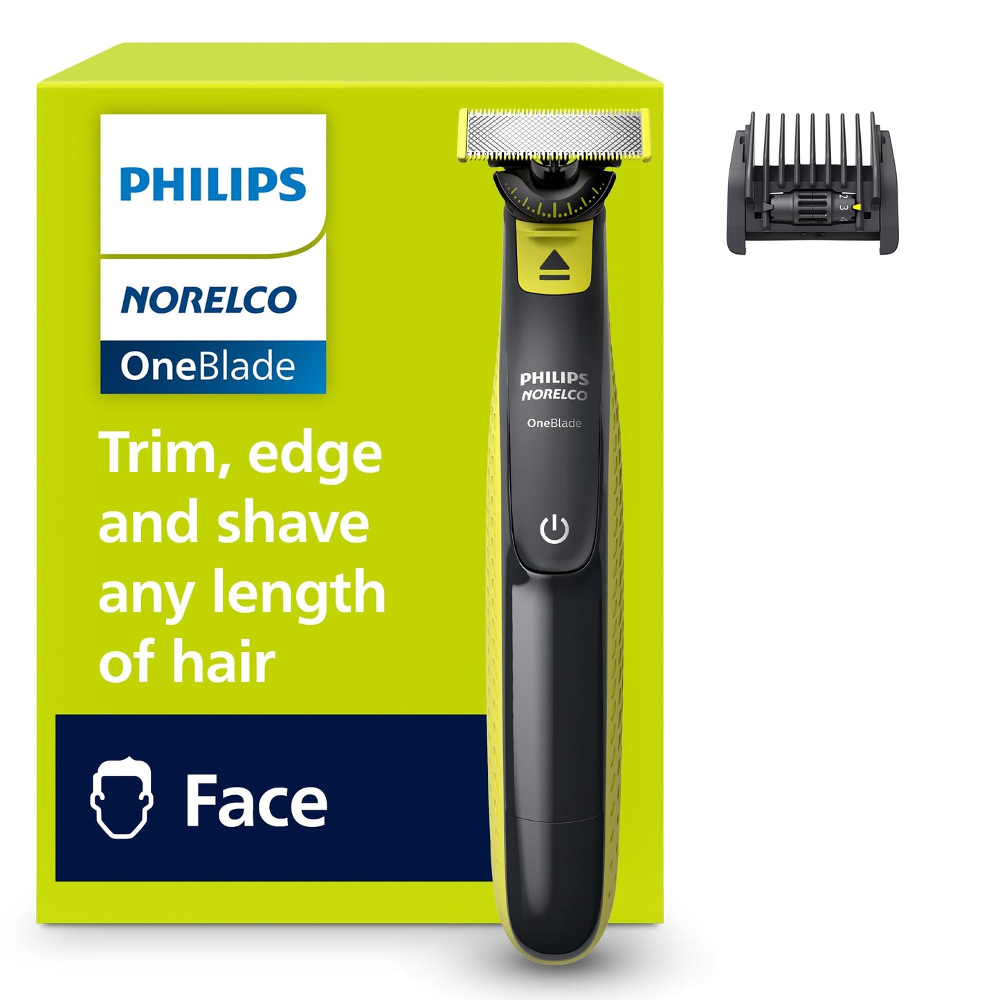 Philips Norelco One 360 Hybrid Face, Electric Beard Trimmer and Shaver, with 360 Technology, 1x 360 for Face, 5in1 Adjustable Comb, Model QP2724/90 Beauty and Personal Care Norelco