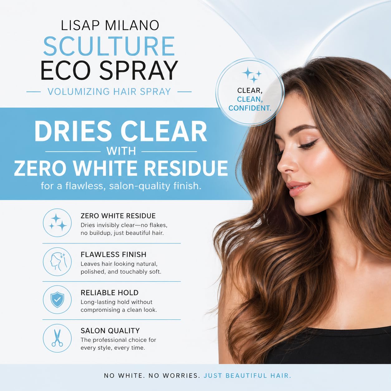 Lisap Sculture Eco Spray Volumizing Hair Spray & Setting Spray - Lightweight Volume Spray & Hair Volumizer for Shine & Heat Styling, Gas-Free