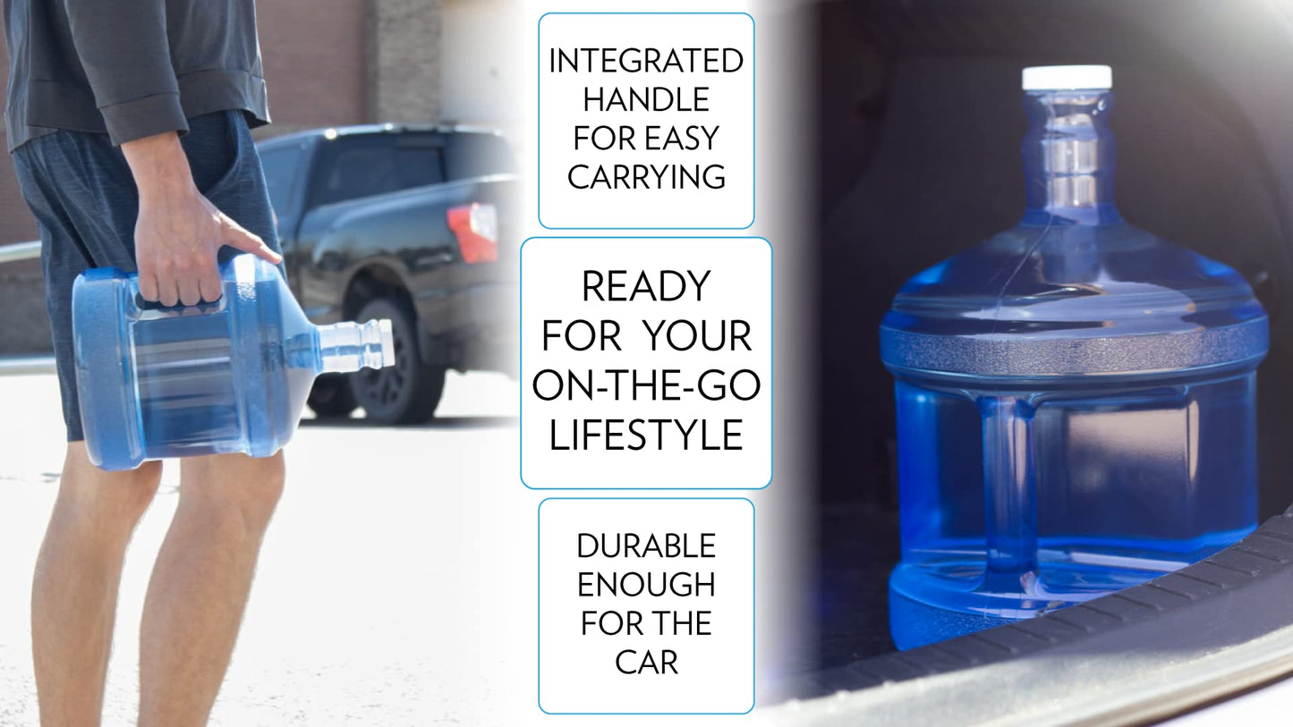 New Wave Enviro Polycarbonate Water Bottle, 2-Gallon, Screw Top Cap with Integrated Handle for Easy Carrying, Built for Durability, Blue
