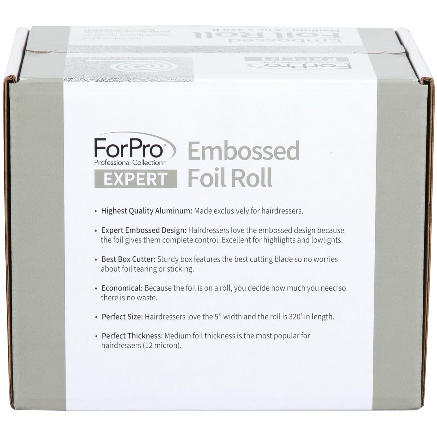 ForPro Professional Collection Expert Embossed Aluminum Foil Roll, 320 Ft Hair Foils for Color Application and Highlighting Services, Silver, Medium