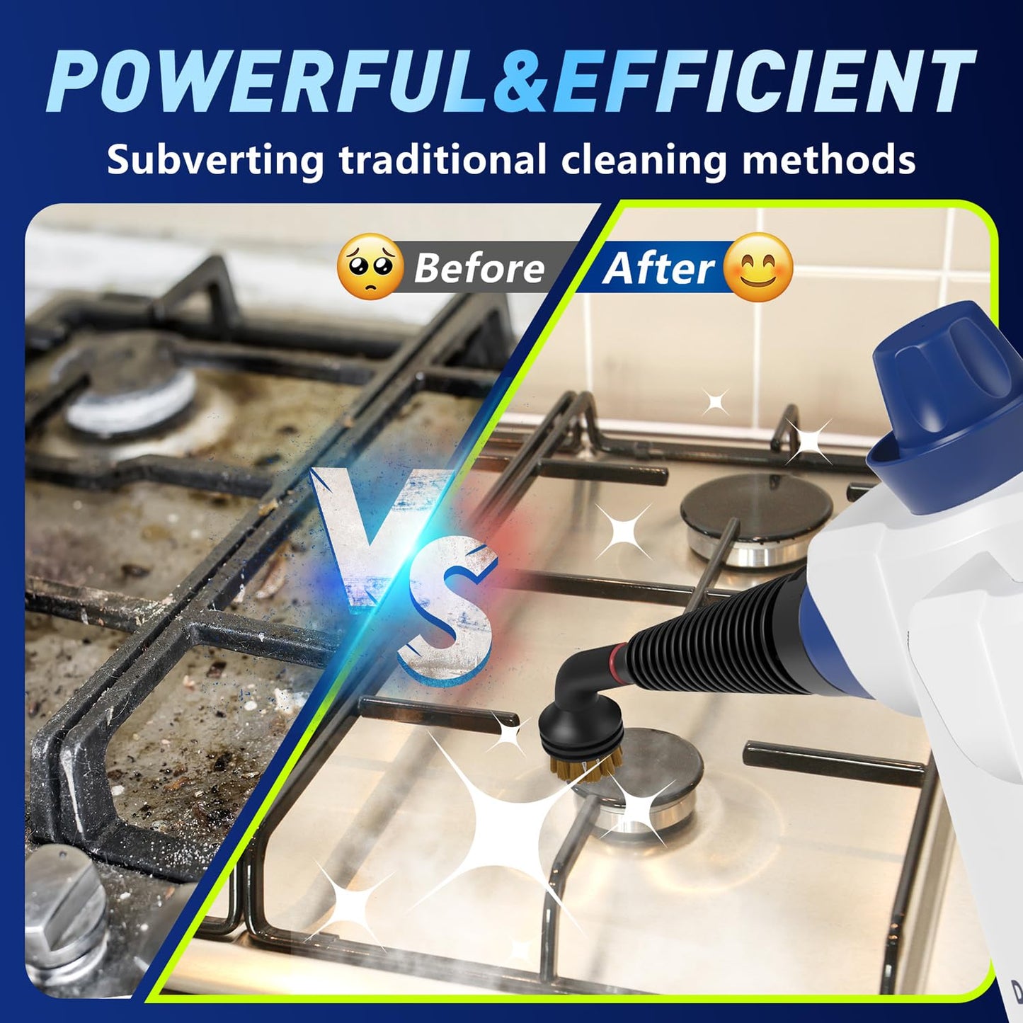 Handheld Pressurized Steam Cleaner – Powerful Multi-Surface Steamer with 12 Accessories & Safety Lock for Home, Car, Bathroom