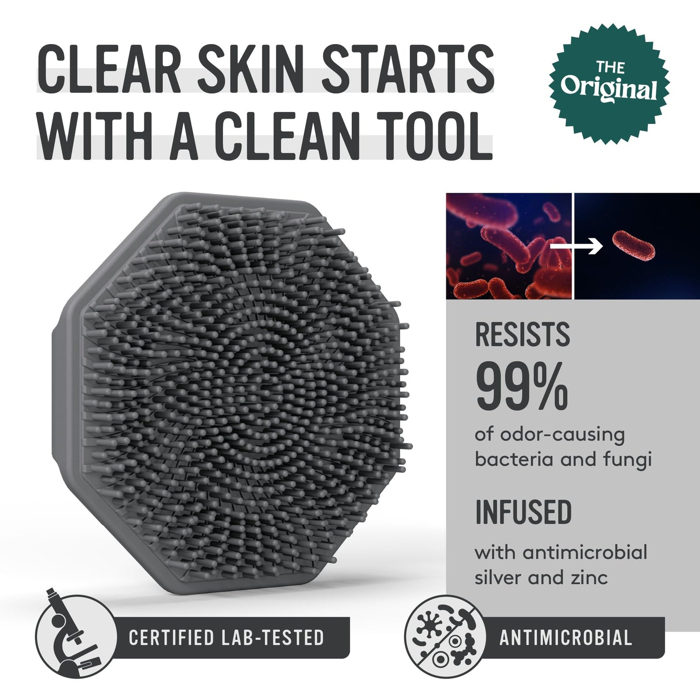 Sud Scrub® Antimicrobial Silicone Face Scrubber, 1 Pack, Gentle Face Exfoliator for Sensitive Skin, Eco Friendly Facial Cleansing Brush, Exfoliating Beauty and Personal Care Sud Scrub