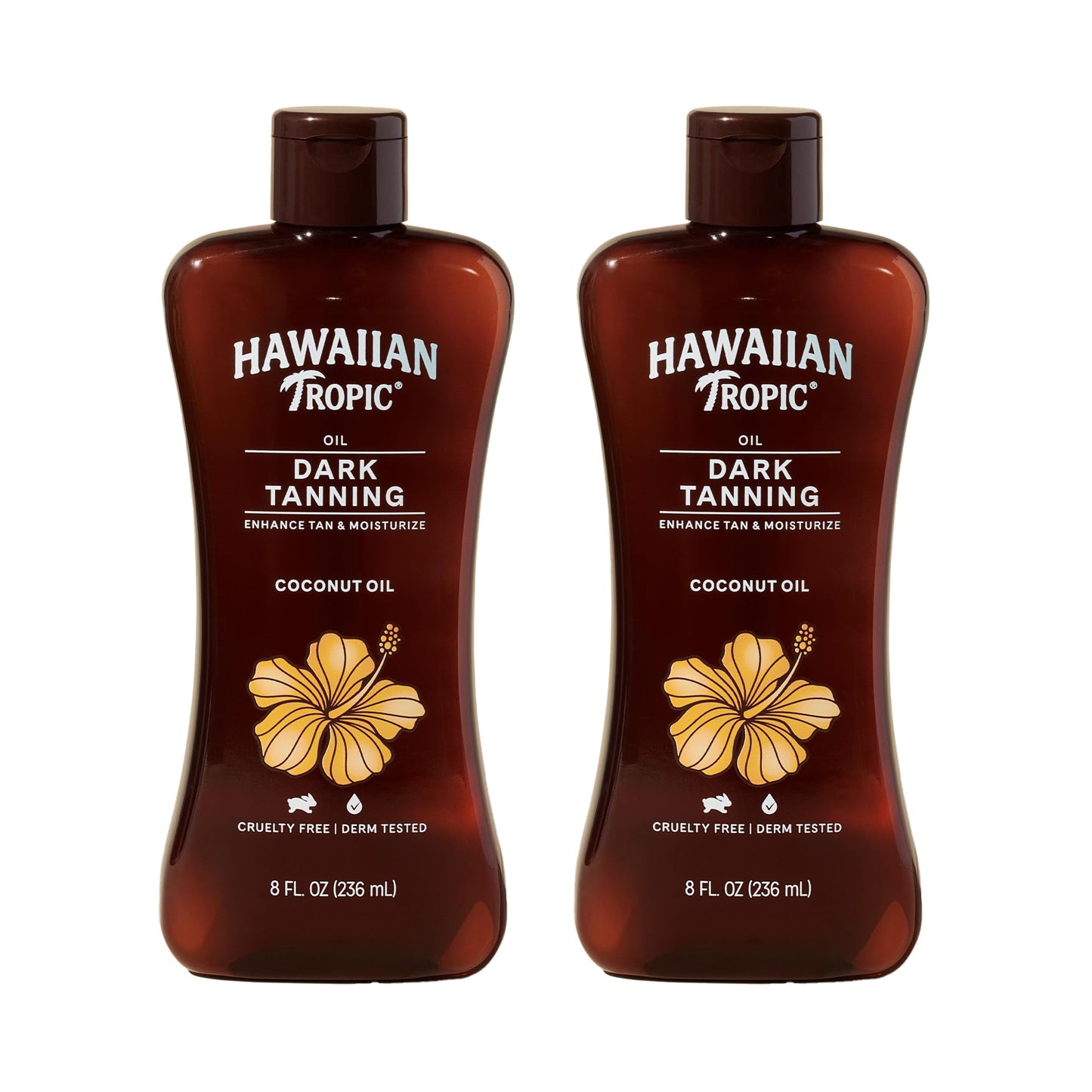 Hawaiian Tropic Dark Tanning Oil, 8Fl Oz | Moisturizing Body Oil with Cocoa Butter, Tan Enhancer, 8Fl Oz each Twin Pack